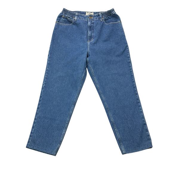 L.L. Bean Denim - L L Bean Original Fit Jeans Relaxed Womens 12P Petite Blue Elastic Waist Y2K